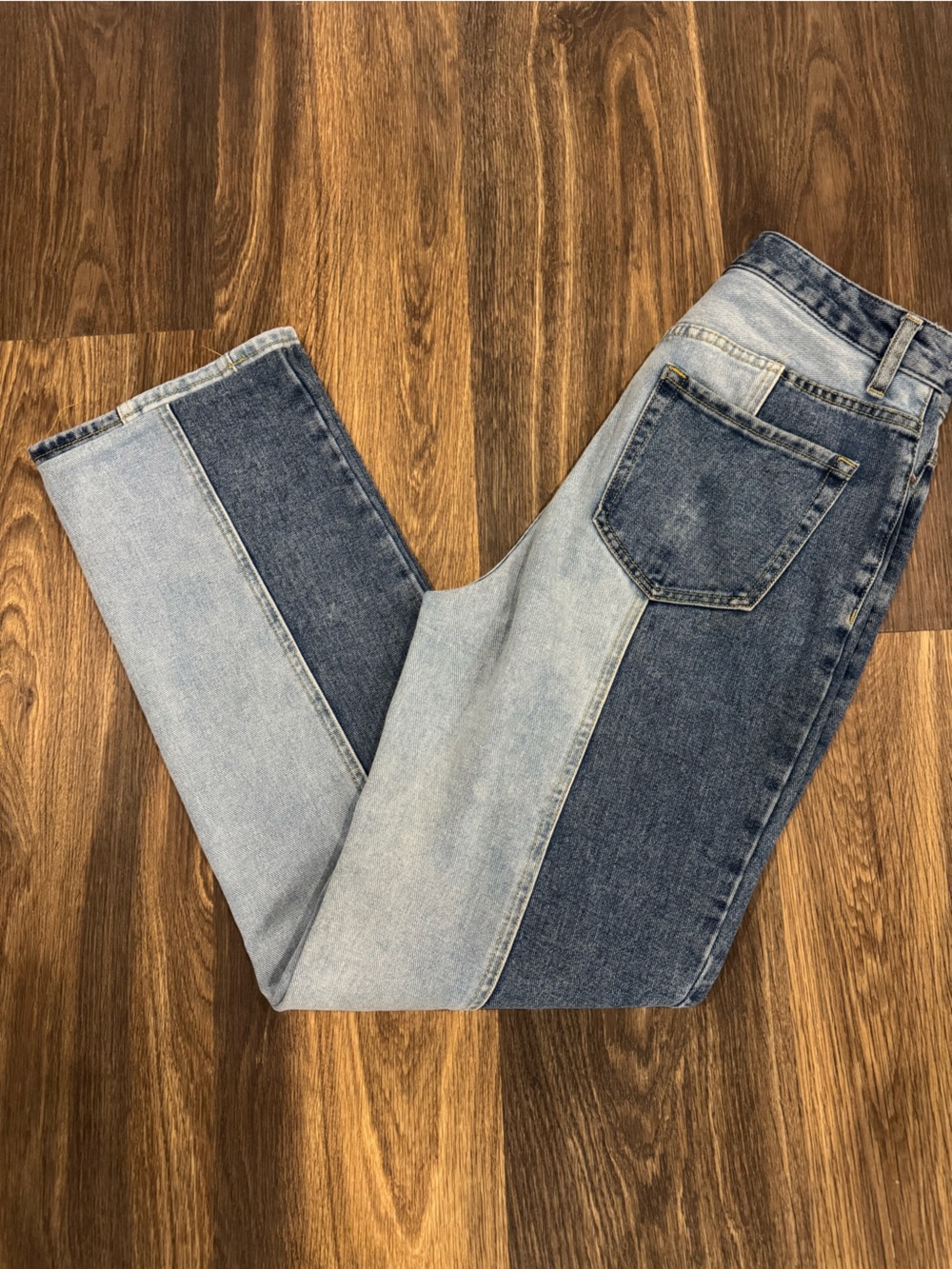 PacSun Two-Tone Light & Dark Blue Boyfriend Jeans